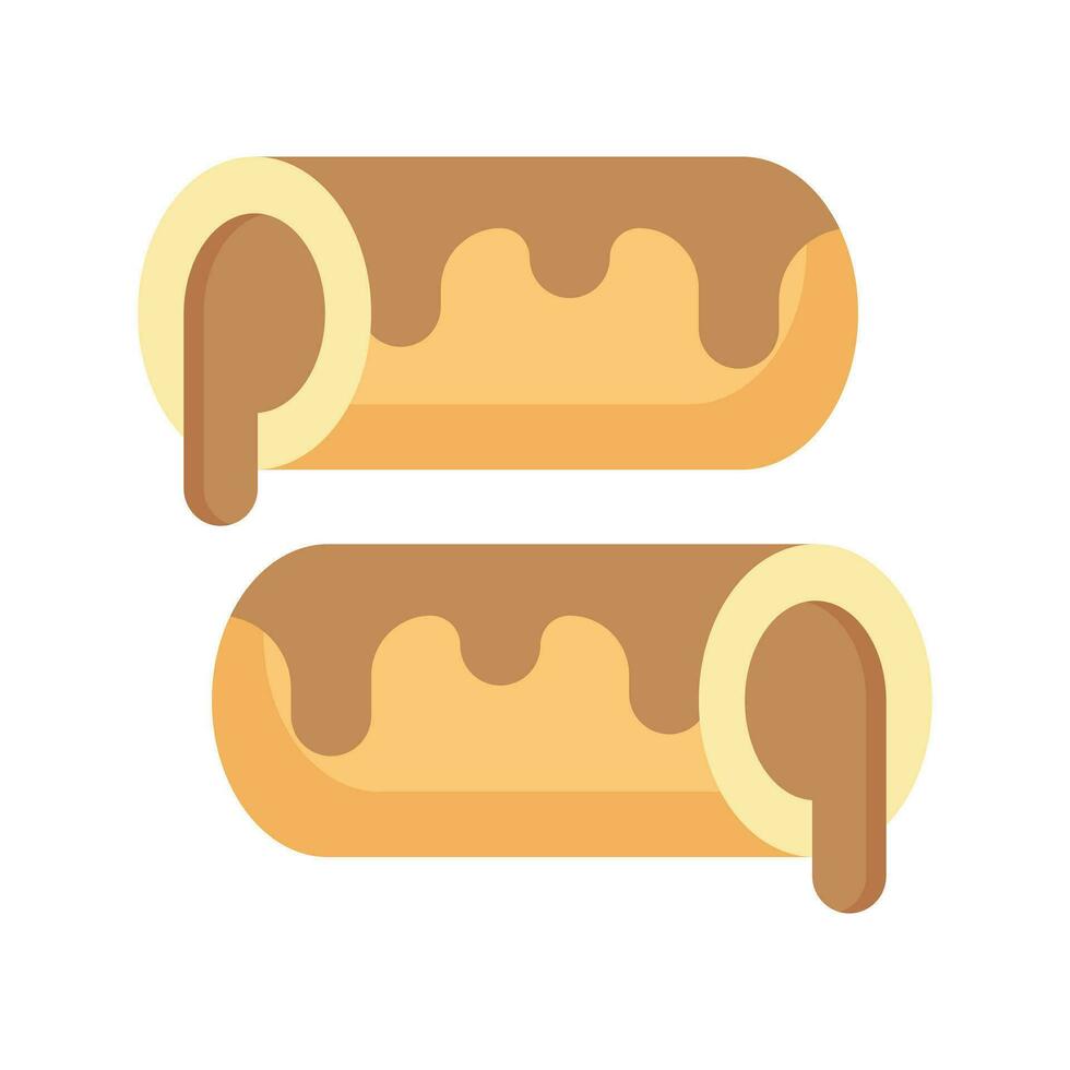 ein klein, weich, Log geformt Gebäck gefüllt mit Schokolade, modern eben Eclair Symbol vektor