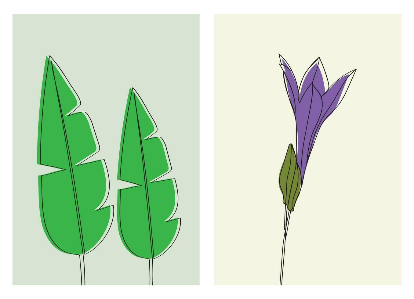 vektor ett linje teckning minimalistisk blomma och lövverk illustration i linje konst stil
