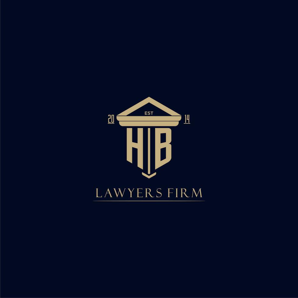 hb Initiale Monogramm Anwaltskanzlei Logo mit Säule Design vektor