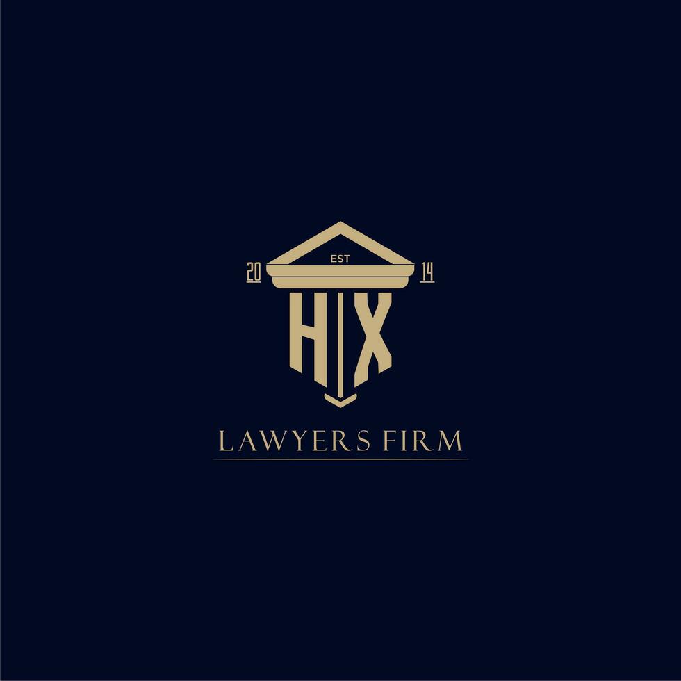 hx första monogram advokatbyrå logotyp med pelare design vektor
