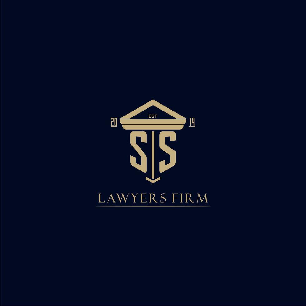 ss Initiale Monogramm Anwaltskanzlei Logo mit Säule Design vektor