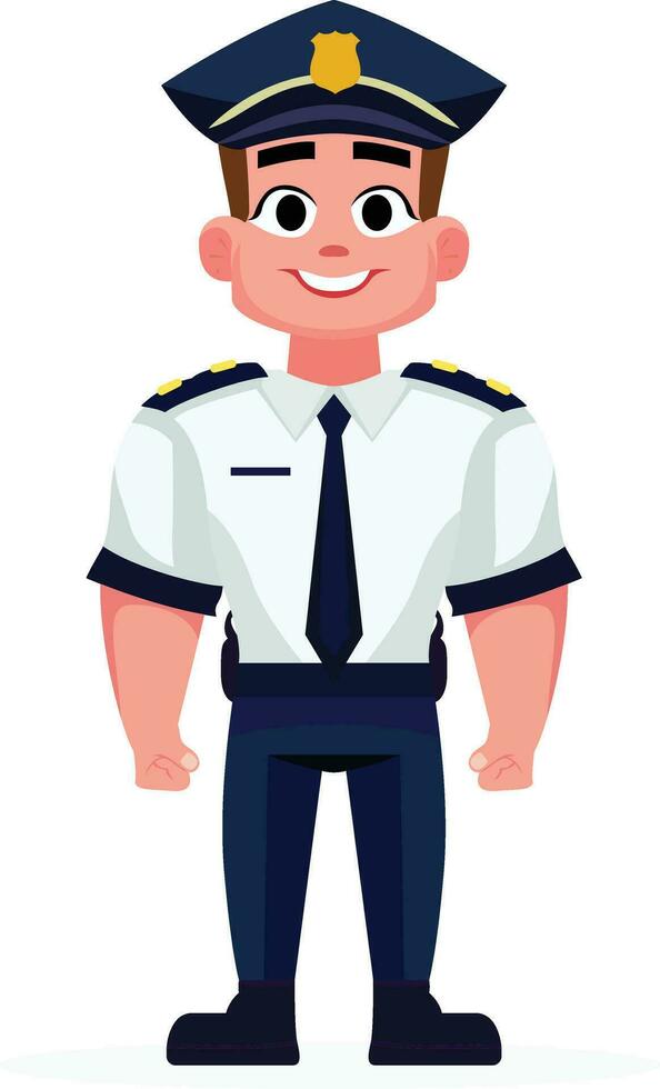 motorväg patrullera polis officer vektor illustration, trafik polis officer eller pilot platt stil stock vektor bild