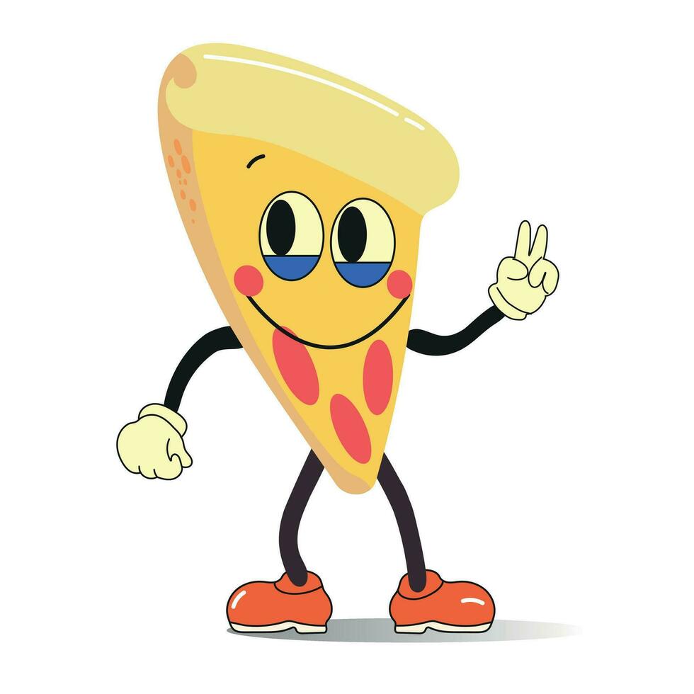 kawaii Illustration von Pizza. süß komisch Charakter zum schnell Lebensmittel. eben Design. Vektor Illustration