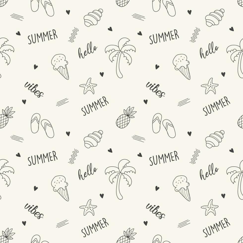 Sommer- Muster Hintergrund mit Eis Sahne Ananas Schnecke und Text vektor