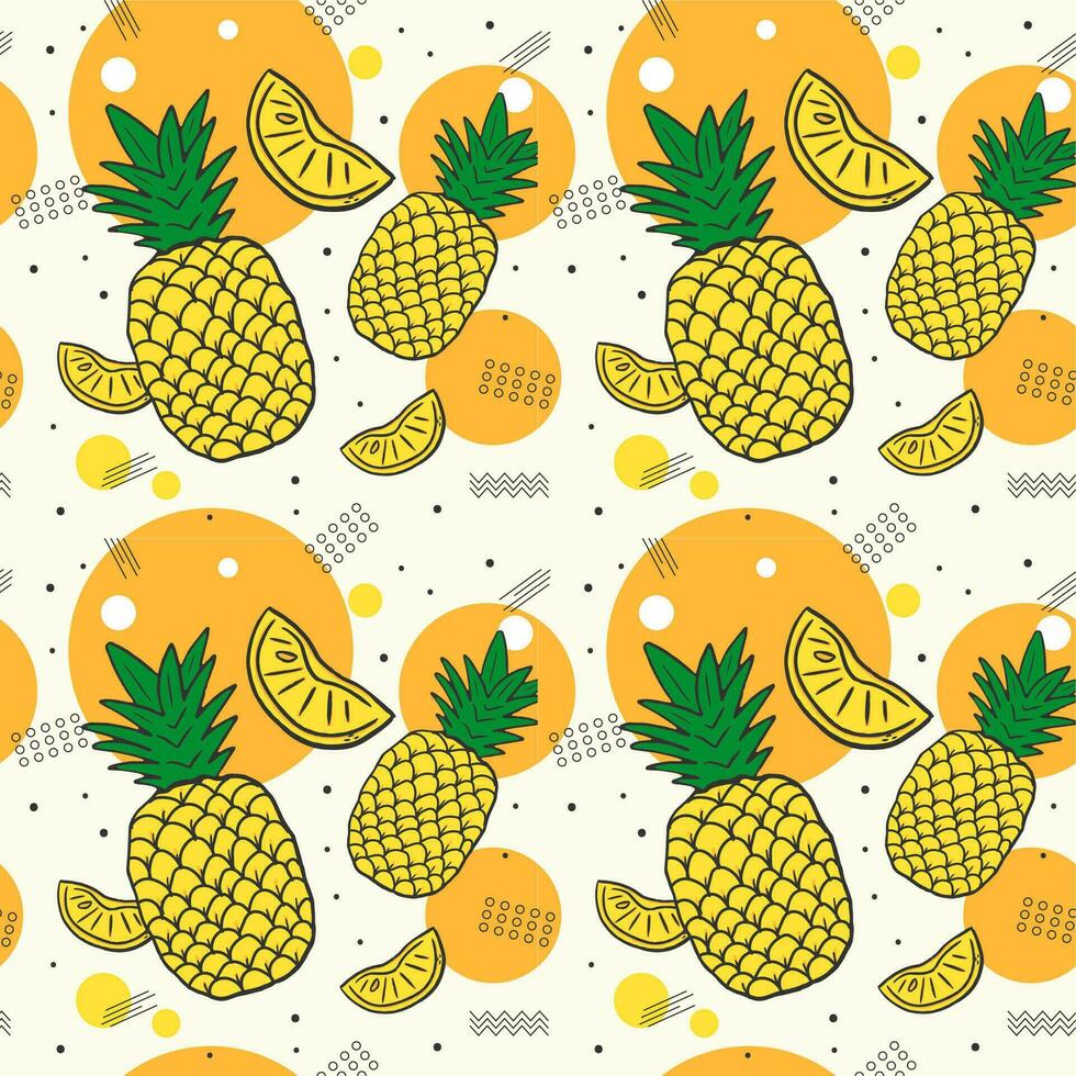 sommar mönster bakgrund design med ananas och geometrisk siffror vektor