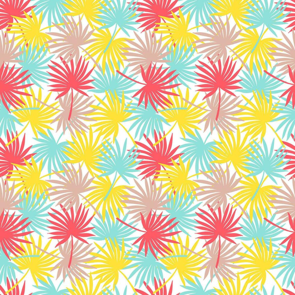 abstrakt nahtlos tropisch Muster mit farbig Palme Baum Blätter vektor