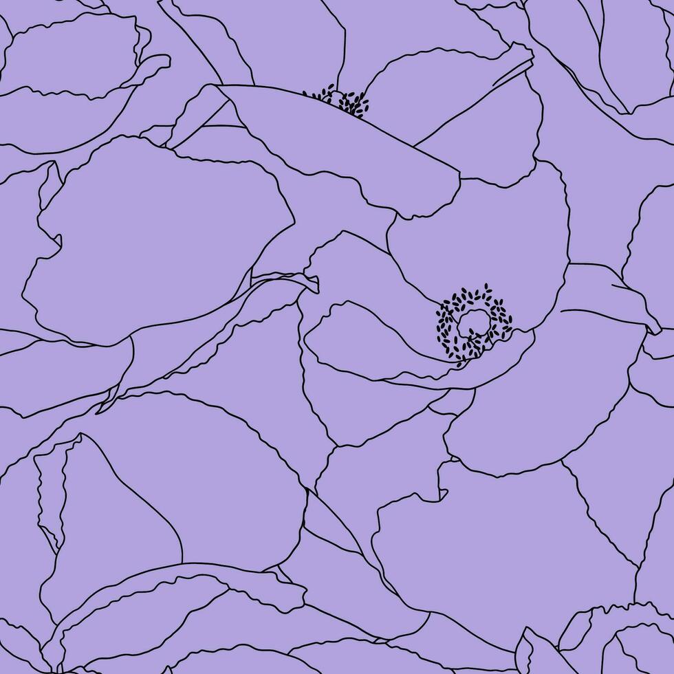 Vektor nahtlos Muster mit Hand Zeichnung wild Blumen, violett botanisch Illustration, Blumen- Elemente, Hand gezeichnet wiederholbar Hintergrund. künstlerisch Hintergrund.