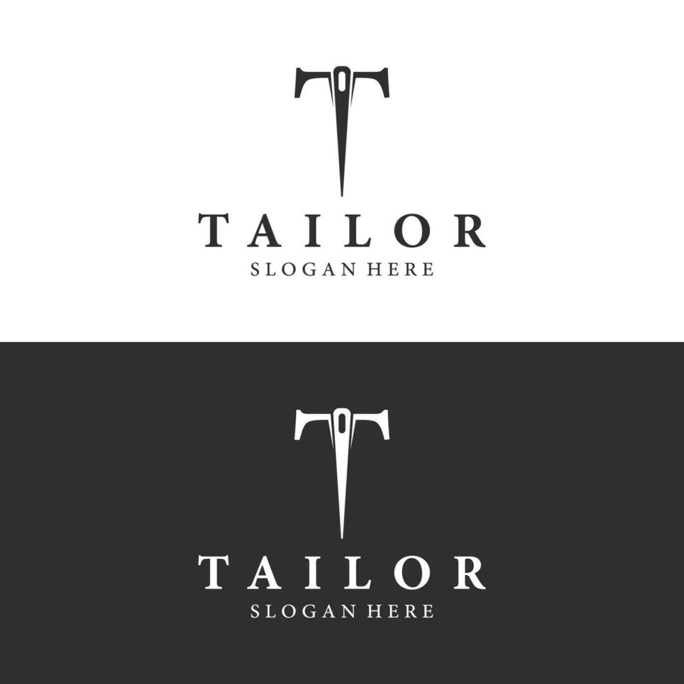 skräddare logotyp mall design med nål och tråd concept.logotyp för skräddare, kläder, boutique. vektor