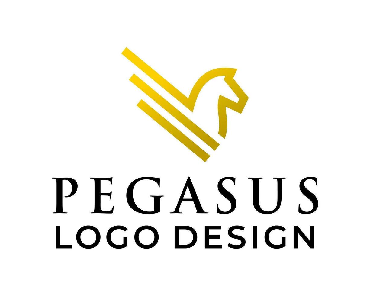 geometrisch Fett gedruckt Pegasus Tier Logo Design. vektor