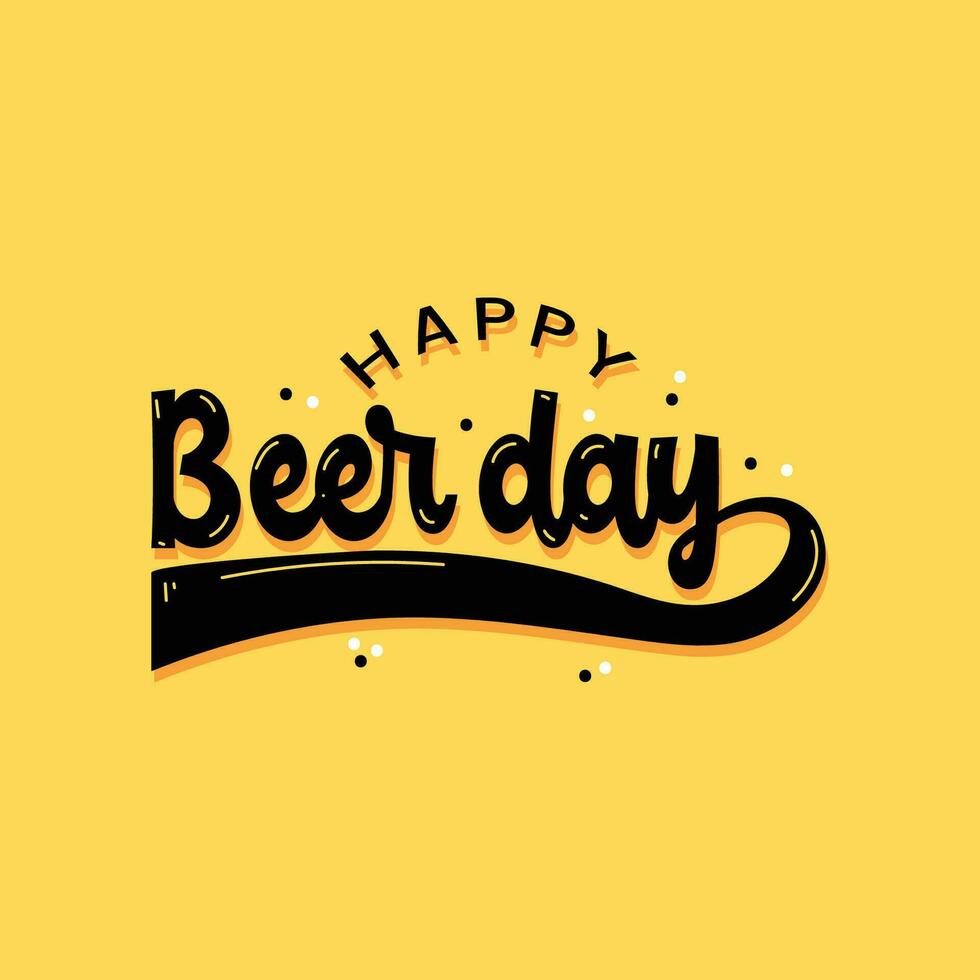 öl dag retro stil typografi illustration på gul bakgrund till fira internationell öl dag. öl dag logotyp, klistermärke, baner, mall, affisch. vektor