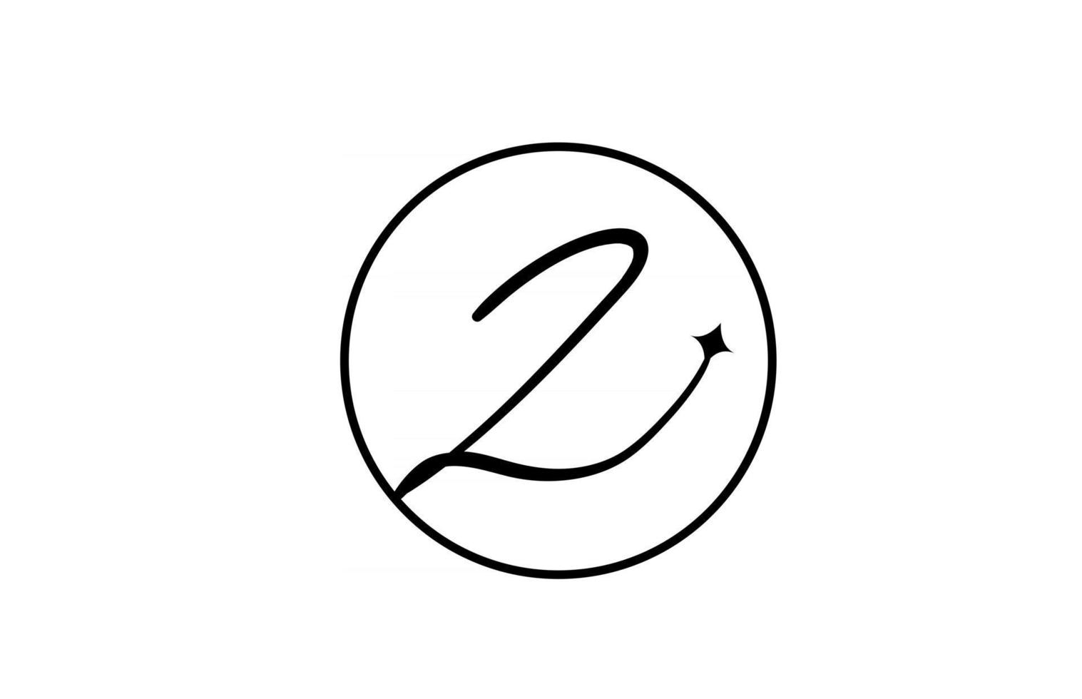 z alfabetet brev logotyp för affärer med stjärna och cirkel. enkel elegant bokstäver för företaget. företagsidentitet branding ikon design i vitt och svart vektor