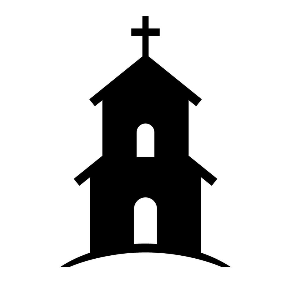 christ kyrka silhuett ikon. kristendomen. vektor. vektor
