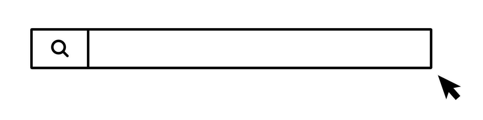 Sök låda med bred inmatning Plats. webb Sök bar och mus markören. internet Sök motor. vektor. vektor