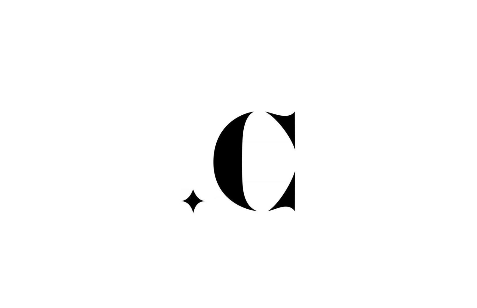 svartvitt c alfabetet bokstav logotyp för affärer med stjärna. kreativa bokstäver för företaget. företagsidentitet varumärkesdesign ikon vektor
