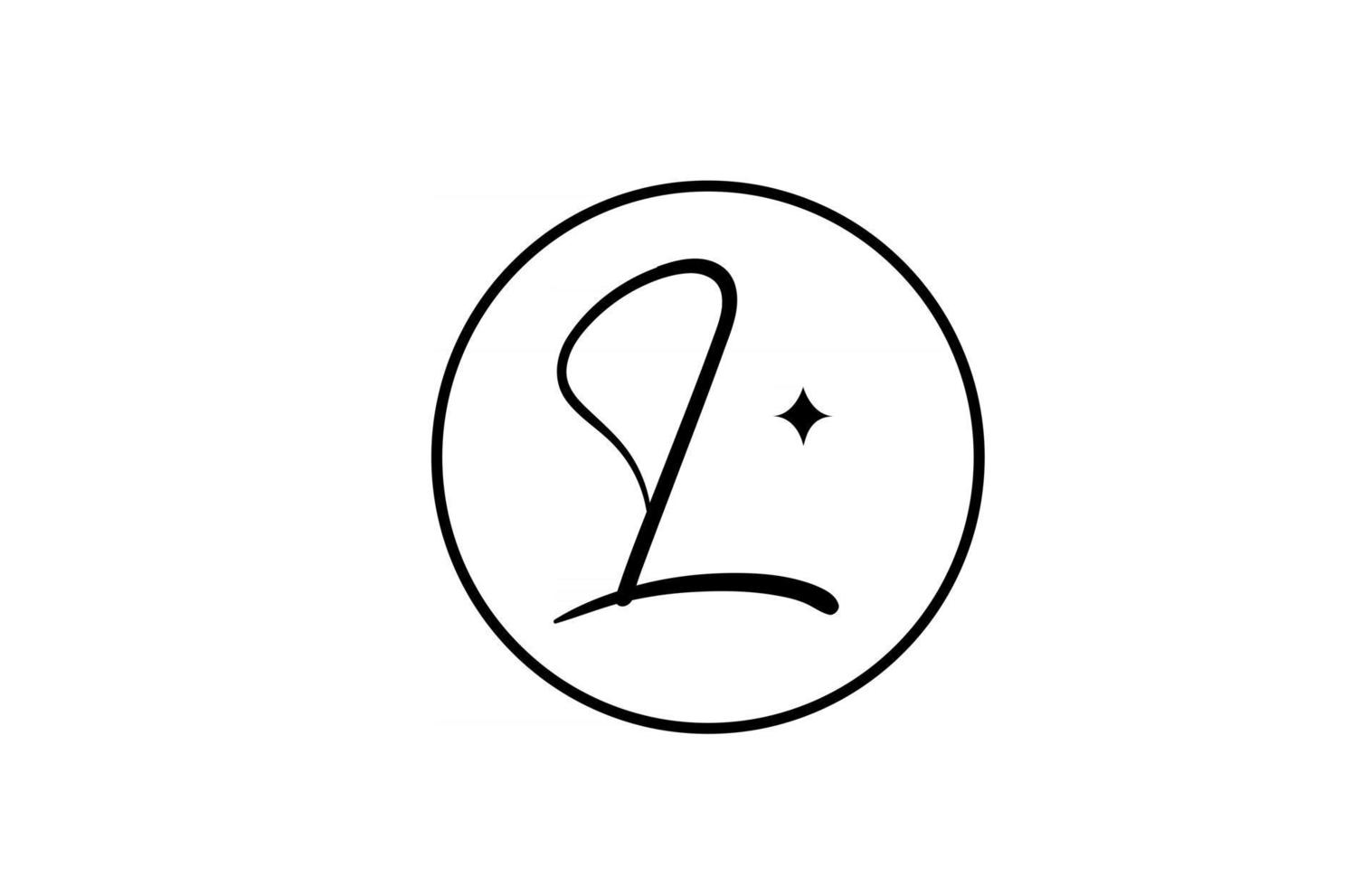 l alfabetet brev logotyp för affärer med stjärna och cirkel. enkel elegant bokstäver för företaget. företagsidentitet branding ikon design i vitt och svart vektor