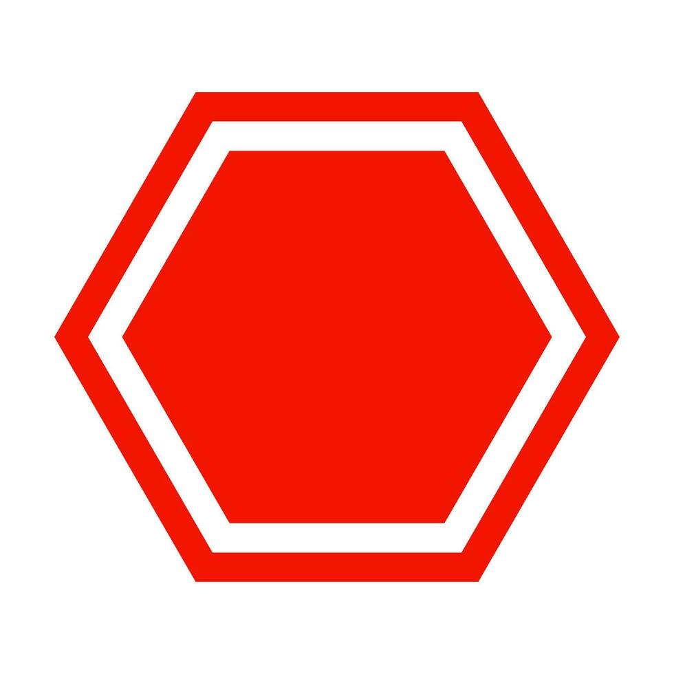 hexagonal röd tecken. en varning eller fara väg tecken. vektor. vektor