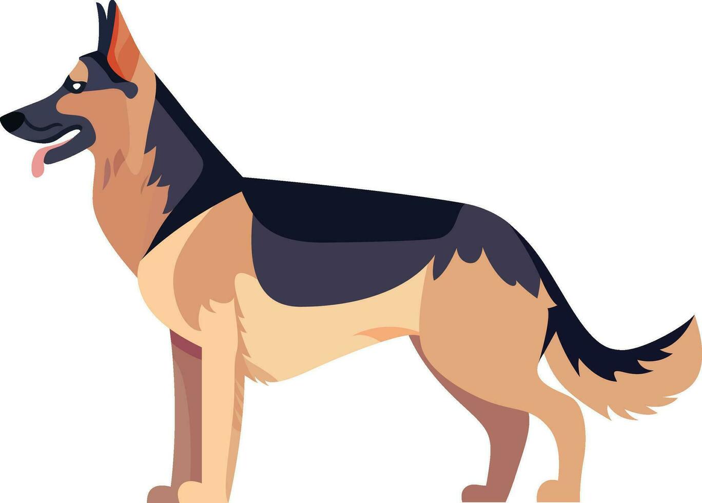 tysk herde hund sida se platt stil vektor illustration, gsd , belgien herde , belgisk malinois hund sida se platt stil stock vektor bild