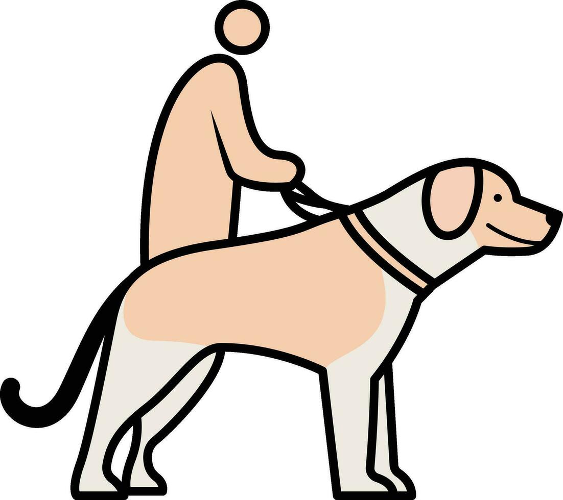 hund gående pinne mänsklig figur vektor illustration, mänsklig gående hund i koppel vektor bild linje teckning