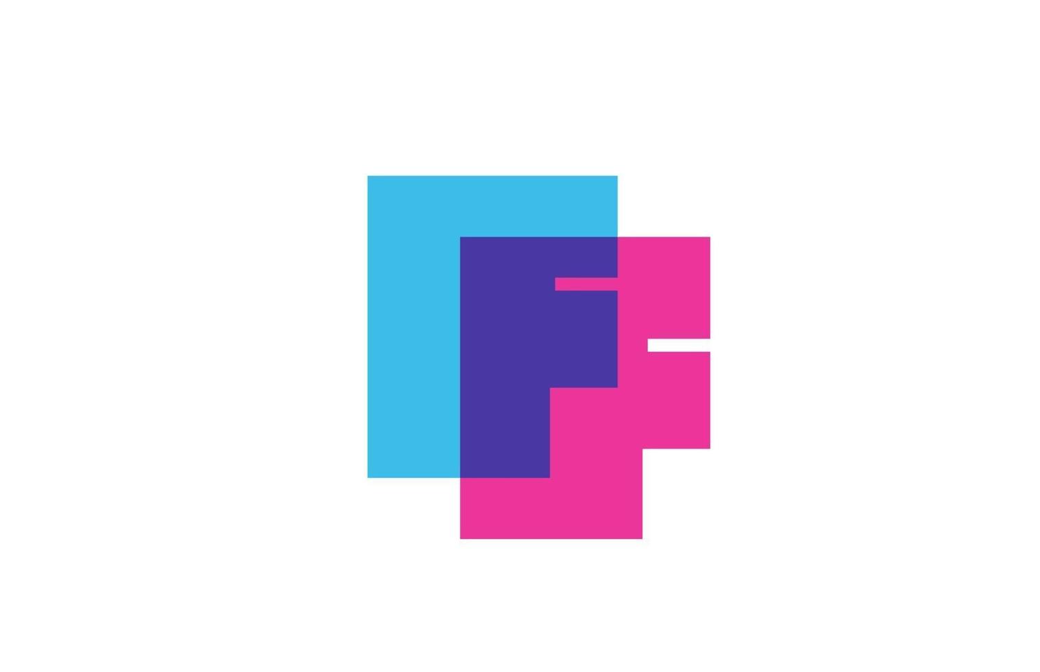 korsade f brev logotyp ikon för företag. blå och rosa alfabetdesign för företag och företag vektor