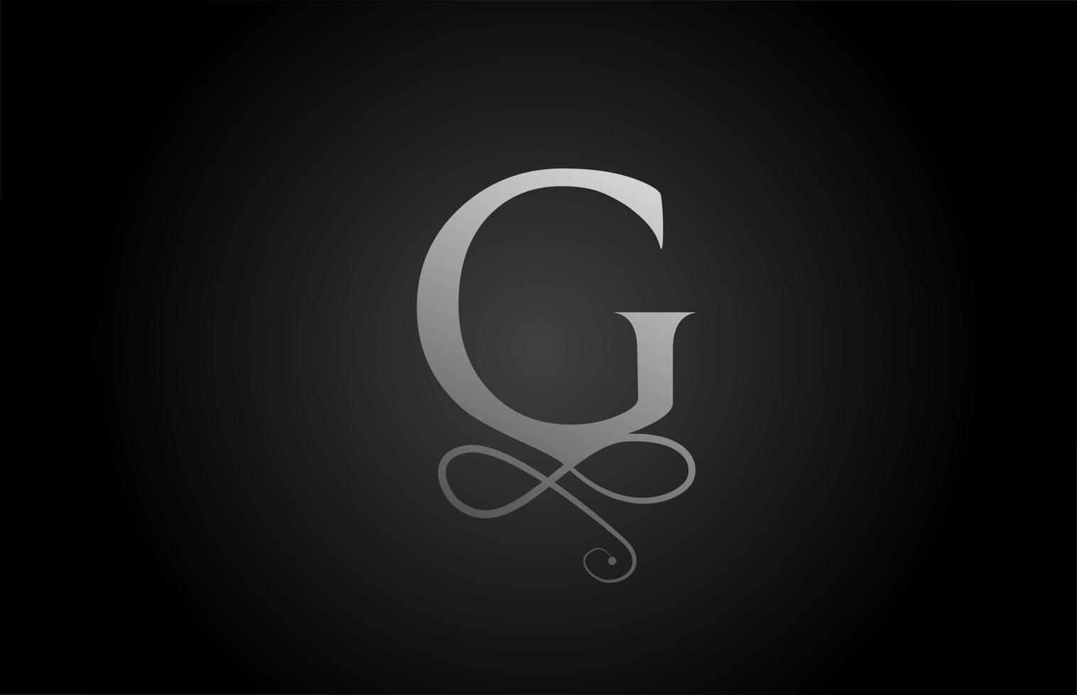 g svartvitt elegant monogram prydnad alfabetet bokstav logotyp ikon för lyx. affärs- och företagsbradingdesign för affärsprodukter vektor