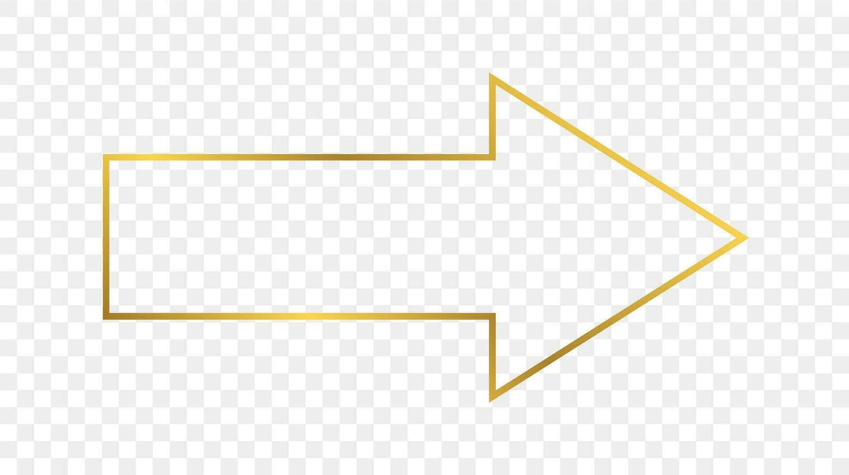 guld lysande pil form ram isolerat på bakgrund. skinande ram med lysande effekter. vektor illustration.