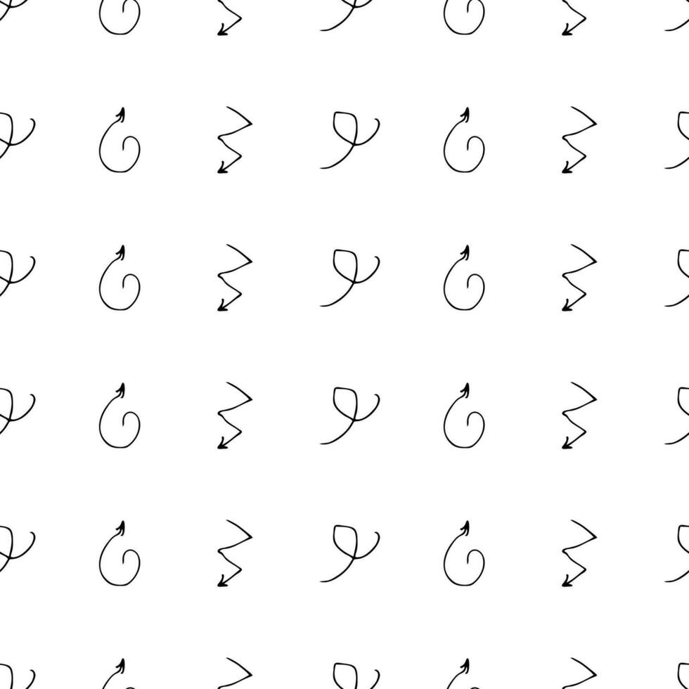 Nahtloses Muster mit schwarzen Bleistiftpinselstrichen in abstrakten Formen auf weißem Hintergrund. Vektor-Illustration vektor