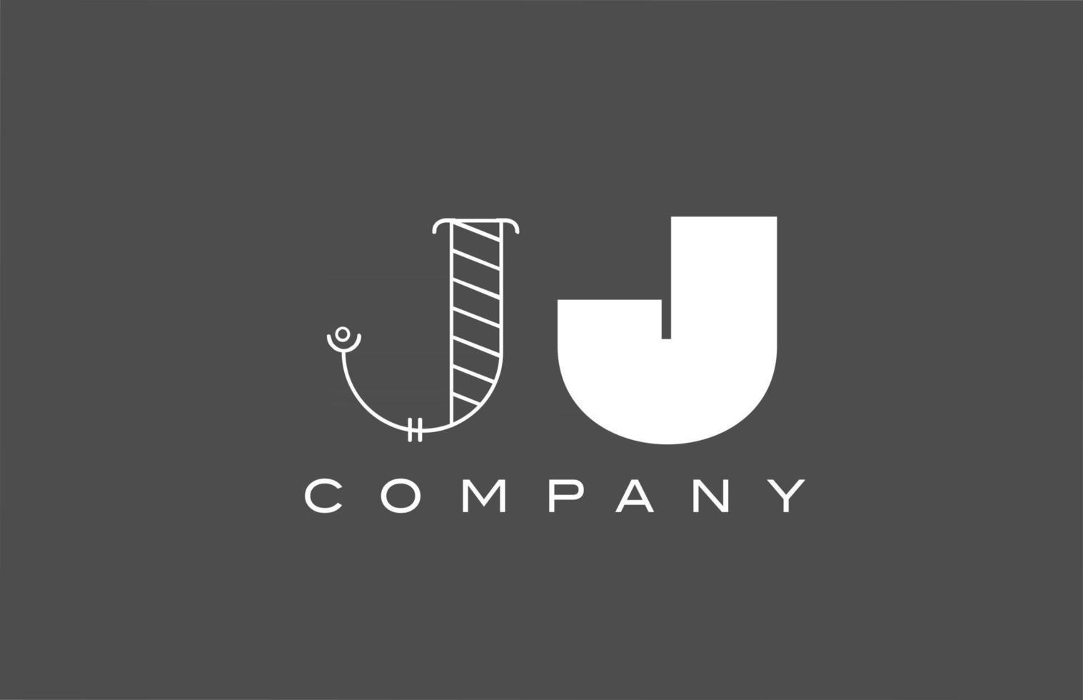 geometrisches j jj graues weißes Alphabet Buchstaben Logo Symbol für Unternehmen Unterschiedliches Stilkombinationsdesign für Unternehmen und Unternehmen vektor