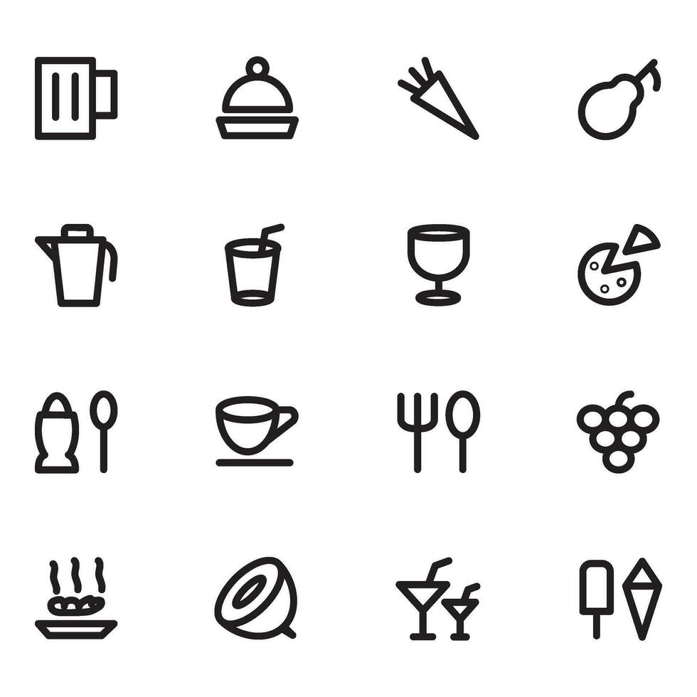 uppsättning av linjär stil mat ikoner vektor