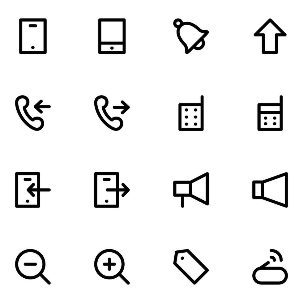 uppsättning av 16 kommunikation linje ikoner vektor