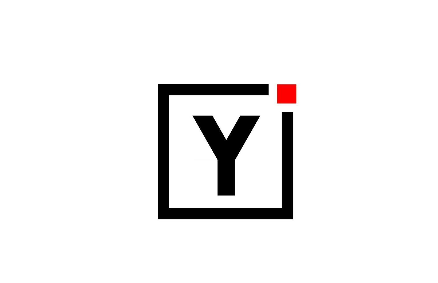 y Alphabet Buchstaben-Logo-Symbol in Schwarz und Weiß. Firmen- und Geschäftsdesign mit Quadrat und rotem Punkt. kreative Corporate-Identity-Vorlage vektor