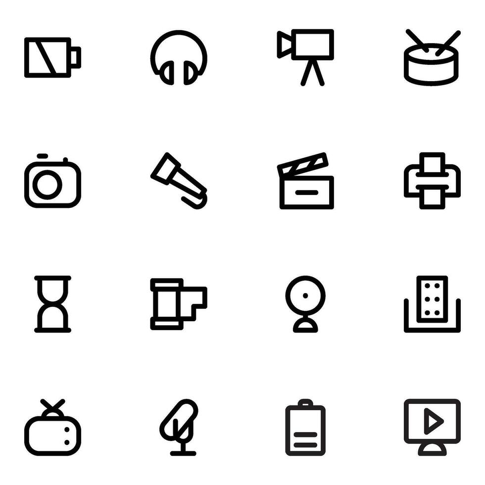einstellen von Multimedia Zubehör Linie Symbole vektor