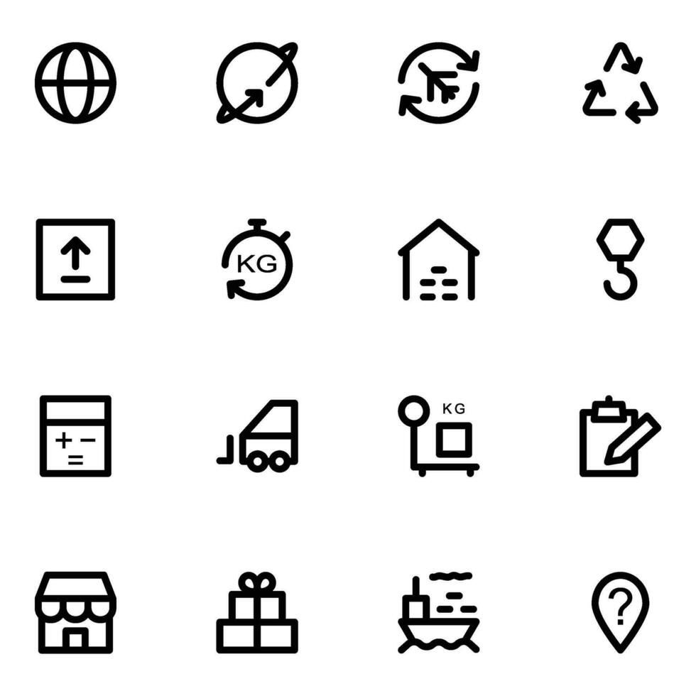 bunt av internationell sändning och leverans linje ikoner vektor
