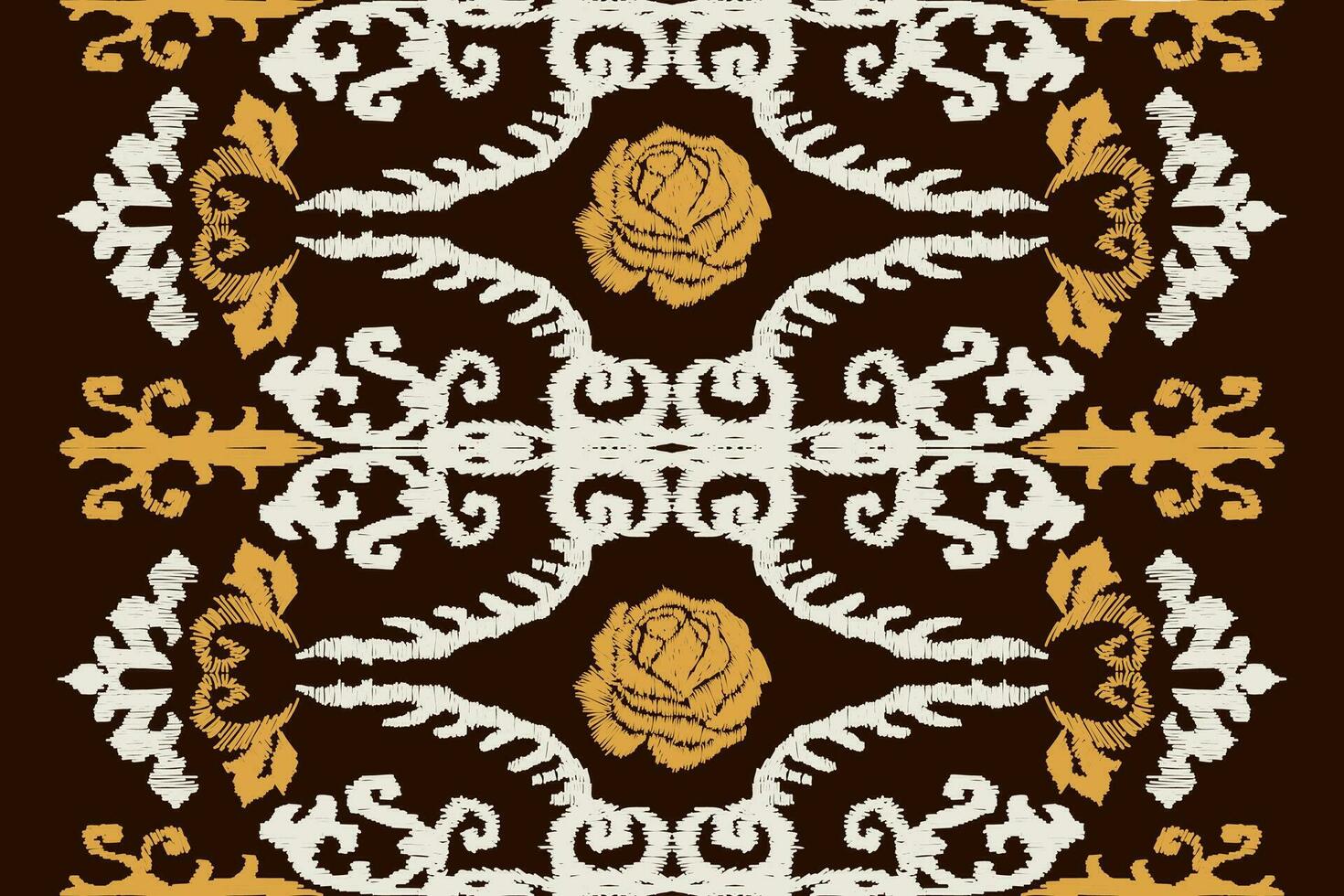 abstrakt ikat konst sömlös mönster folk broderi på en brun bakgrund aztec geometrisk konst skriva ut design för mattor, tapeter, Kläder, wraps, tyger, täcker, textilier vektor