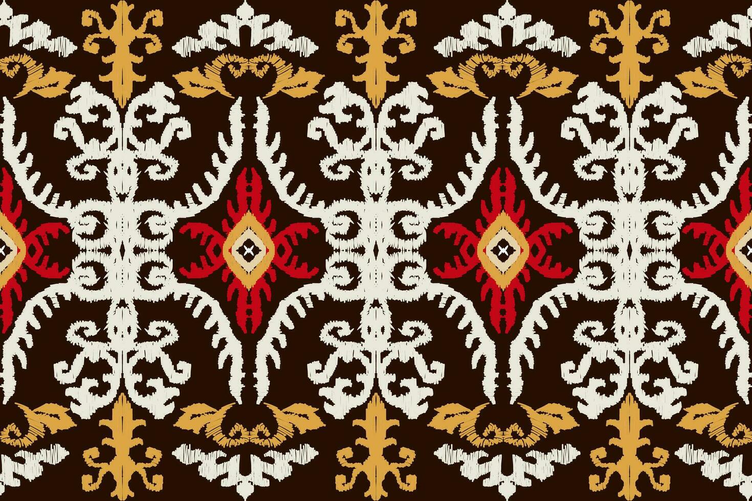 abstrakt Ikat Kunst nahtlos Muster Volk Stickerei auf ein braun Hintergrund aztekisch geometrisch Kunst drucken Design zum Teppiche, Tapeten, Kleidung, Wraps, Stoffe, Abdeckungen, Textilien vektor