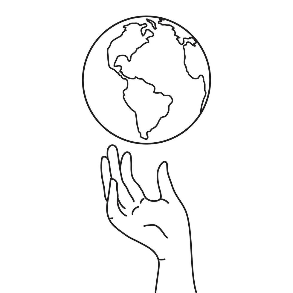 hand innehav planet jorden. spara de värld med din händer begrepp. vektor illustration eps 10. redigerbar stroke.