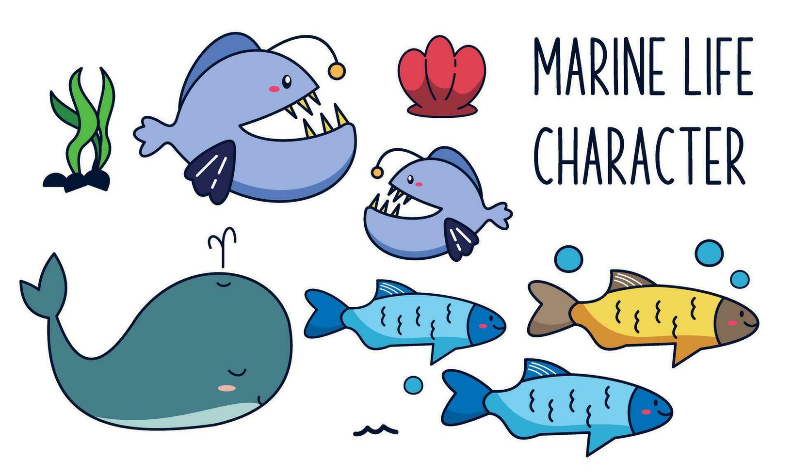 marin liv vektor tecknad serie hav karaktär