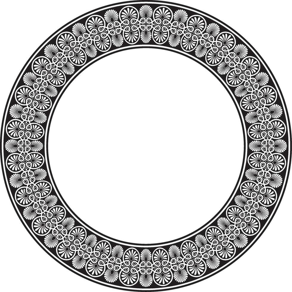 Vektor schwarz einfarbig runden Ornament Ring von uralt Griechenland. klassisch Muster Rahmen Rand römisch Reich