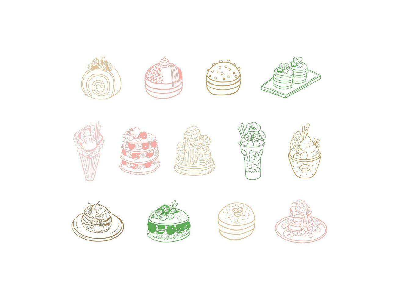 Cupcake Vektor Symbol Satz. Gebäck Illustration Zeichen Sammlung