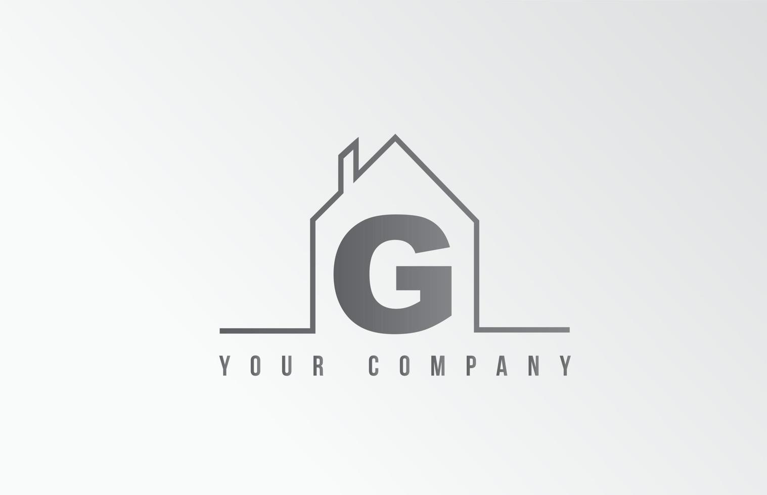 g Home Alphabet Symbol Logo Brief Design. Haus für ein Immobilienunternehmen. Geschäftsidentität mit dünner Linienkontur vektor