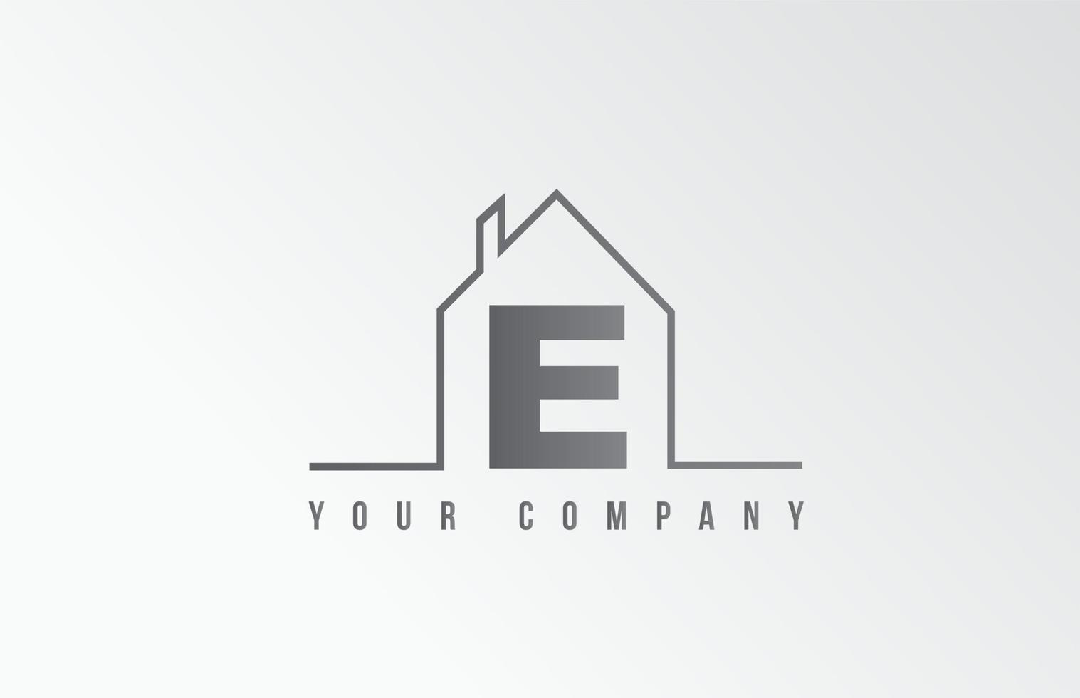 e Home Alphabet Symbol Logo Brief Design. Haus für ein Immobilienunternehmen. Geschäftsidentität mit dünner Linienkontur vektor