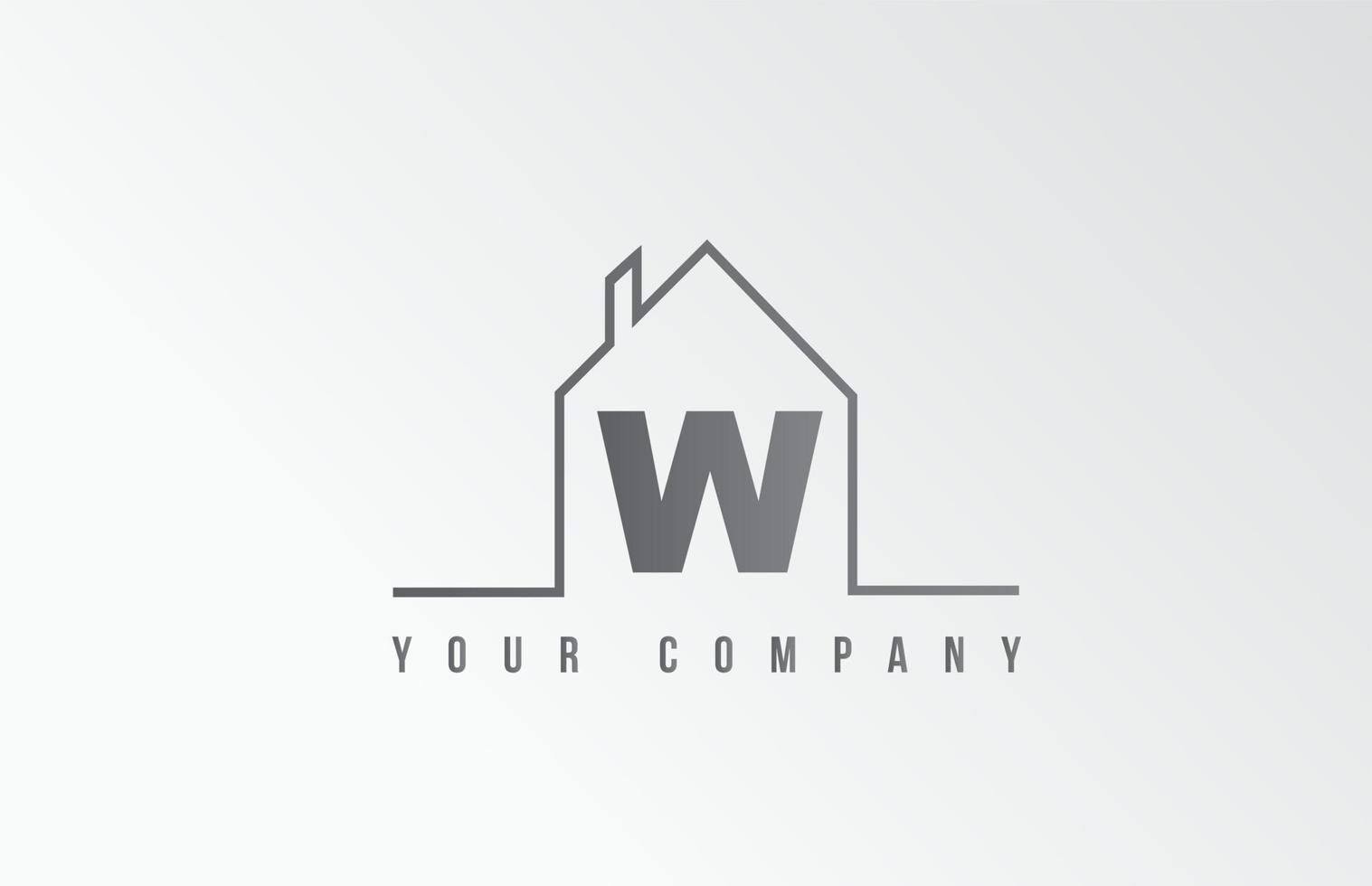 w Home Alphabet Symbol Logo Brief Design. Haus für ein Immobilienunternehmen. Geschäftsidentität mit dünner Linienkontur vektor