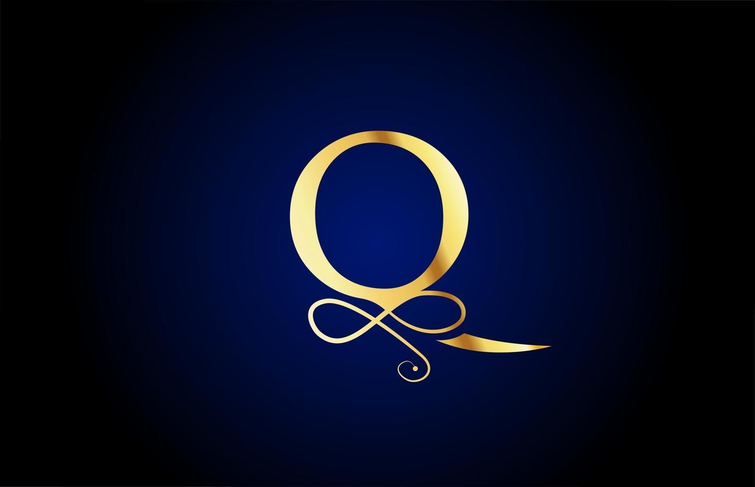 Goldenes q elegantes Monogramm Alphabet Buchstaben Symbol Logo Design. Vintage Corporate Branding für Luxusprodukte und Unternehmen vektor