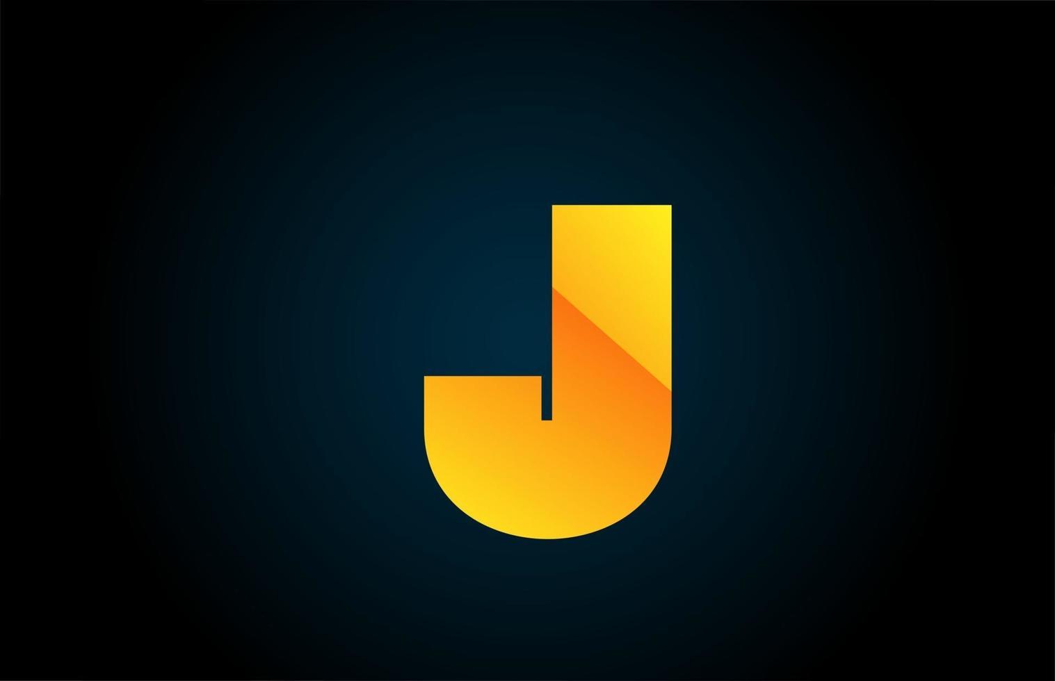 geometriska alfabetet j brev logotyp för företag och företag med gul färg. företags brading och bokstäver med futuristisk design och lutning vektor