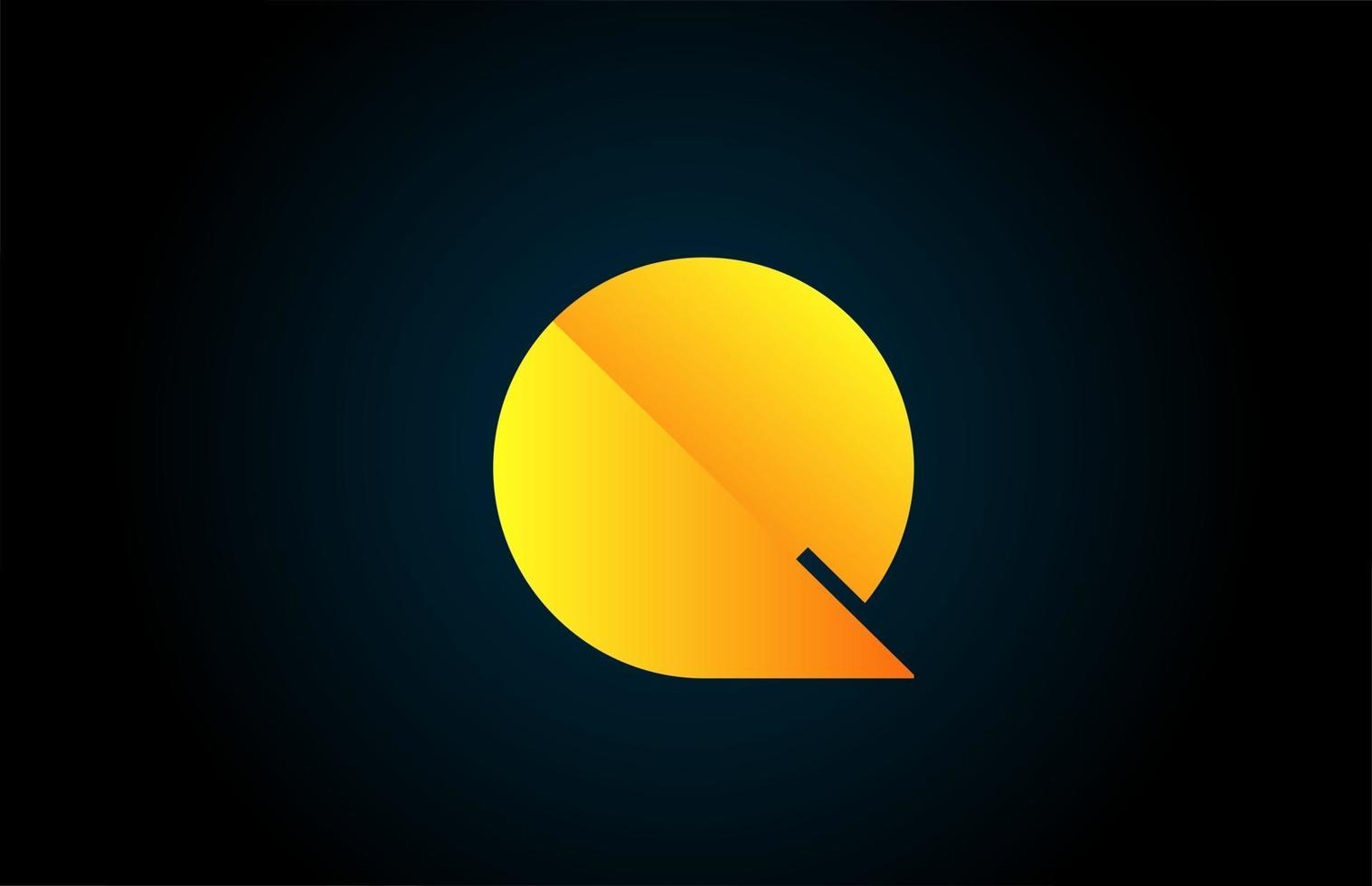 geometriska alfabetet q brev logotyp för företag och företag med gul färg. företags brading och bokstäver med futuristisk design och lutning vektor