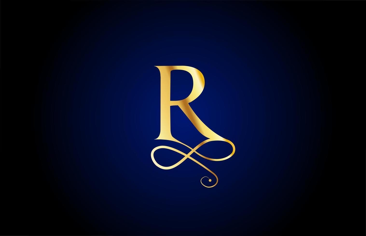 Golden r elegantes Monogramm Alphabet Buchstaben Symbol Logo Design. Vintage Corporate Branding für Luxusprodukte und Unternehmen vektor