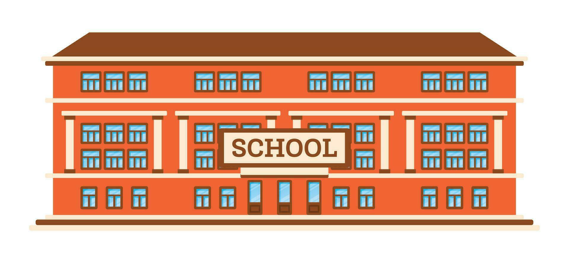 Schule Gebäude isoliert auf Weiß Hintergrund. vektor