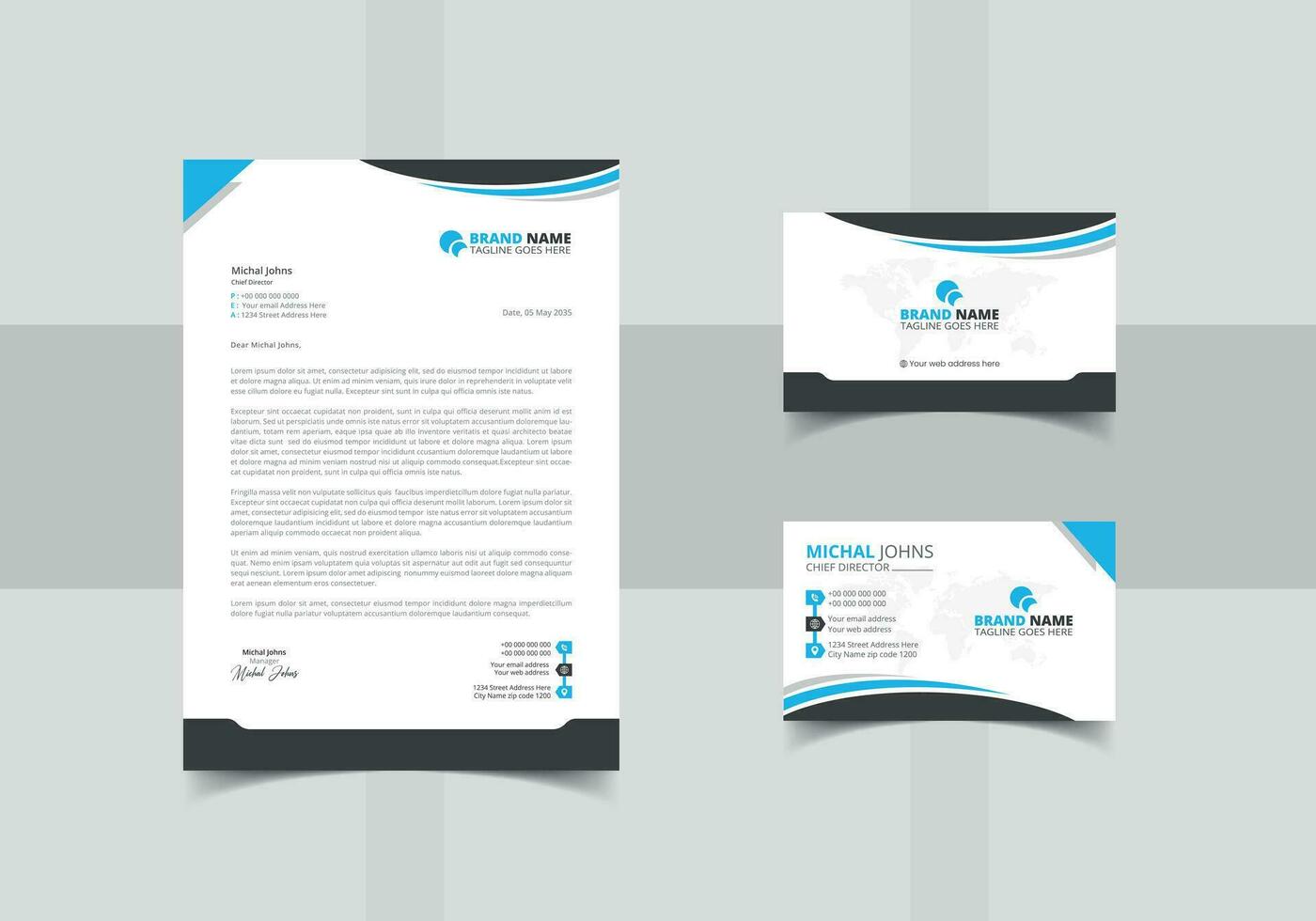 rena och professionell företags- företag företag kort med brev mall vektor