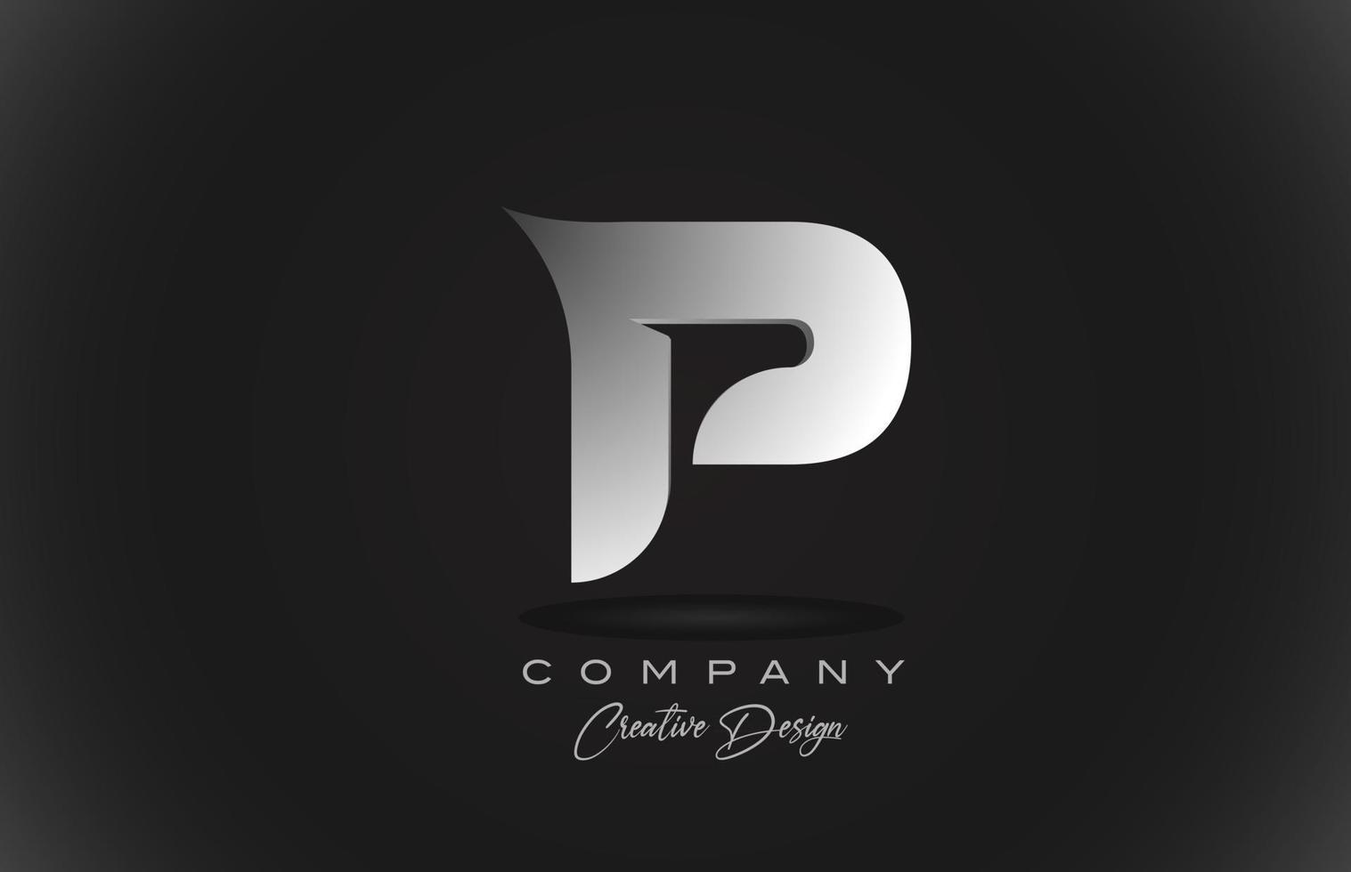 p vit logo alfabetet logotyp ikon med svart bakgrund. kreativ design för företag och företag vektor