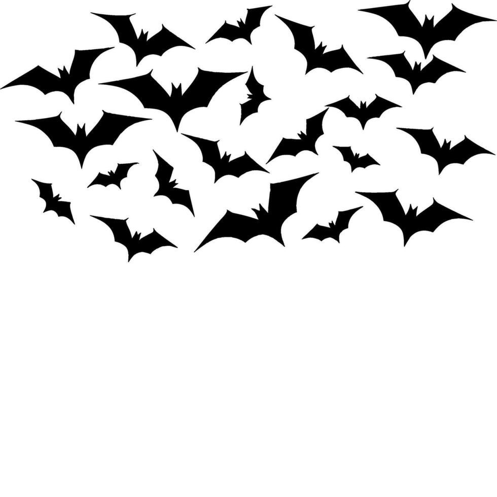 Fledermäuse im Flug ein Herde von Fledermäuse hochfliegend durch das Nacht Himmel, Halloween Tag, Schläger Silhouette vektor