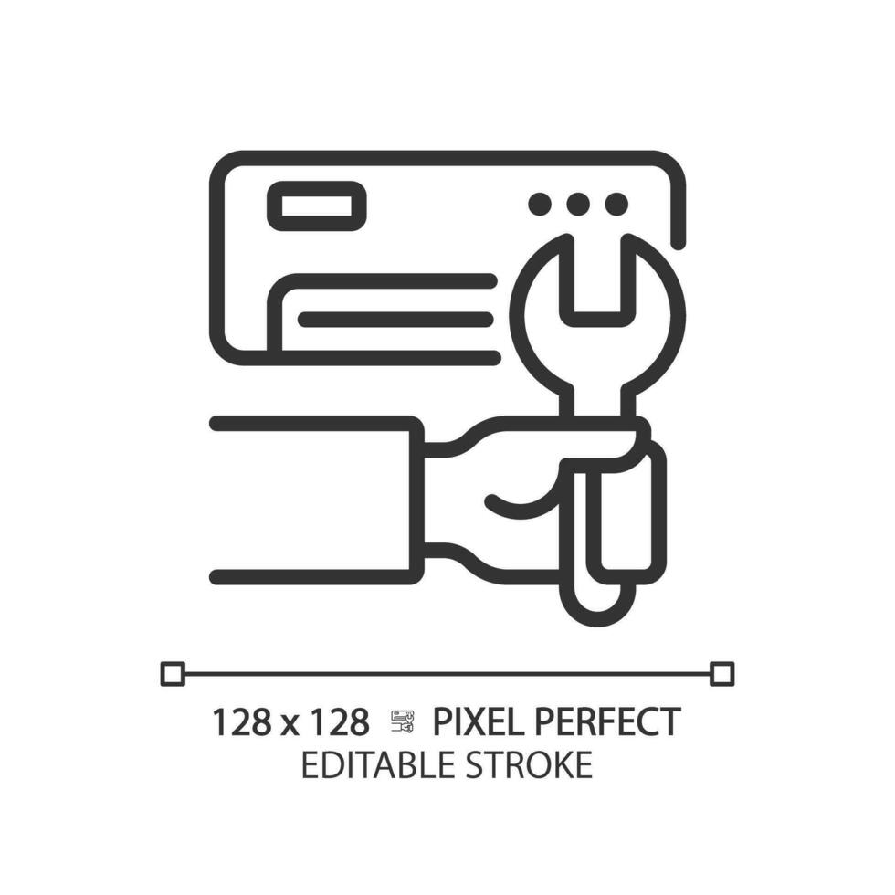 ac Installation linear Symbol. Luft Klimaanlage. hvac Wartung. Klima Kontrolle. elektrisch Gerät. Reparatur Service. dünn Linie Illustration. Kontur Symbol. Vektor Gliederung Zeichnung. editierbar Schlaganfall